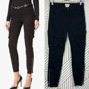 L'Agence‎ Montgomery Skinny Cargo Pants In Black Noir Size US 26